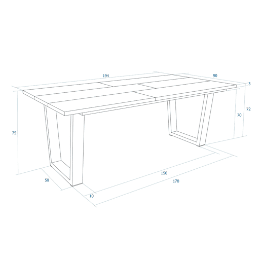 Skraut Home, Mesa Sala de Jantar, Mesa Cozinha, 194x90x74 cm, Para 10 pessoas, Móveis Sala Jantar, Estilo moderno, Carvalho soft