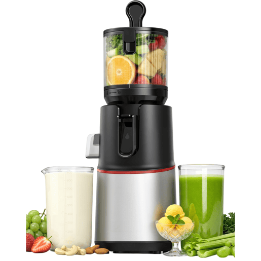 Máquina de Sumos Lenta Cold Press 3 em 1 250W com Boca Larga 4.7 sem BPA Prata e Preto Máquina de Sumos Lenta Cold Press 3 em 1 250W com Boca Larga 4.7 sem BPA Prata e Preto