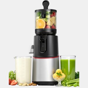 Máquina de Sumos Lenta Cold Press 3 em 1 250W com Boca Larga 4.7 sem BPA Prata e Preto