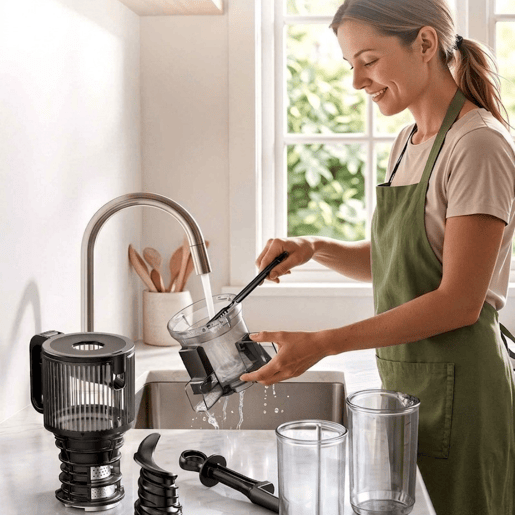 Máquina de Sumos Lenta Cold Press 3 em 1 250W com Boca Larga 4.7 sem BPA Prata e Preto Máquina de Sumos Lenta Cold Press 3 em 1 250W com Boca Larga 4.7 sem BPA Prata e Preto