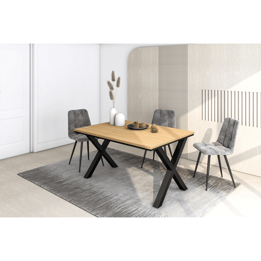 Skraut Home, Mesa Sala de Jantar, Mesa Cozinha, 140x90x74 cm, Para 6 pessoas, Móveis Sala Jantar, Estilo moderno, Carvalho soft