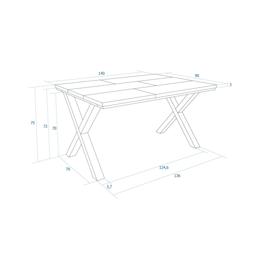 Skraut Home, Mesa Sala de Jantar, Mesa Cozinha, 140x90x74 cm, Para 6 pessoas, Móveis Sala Jantar, Estilo moderno, Carvalho soft