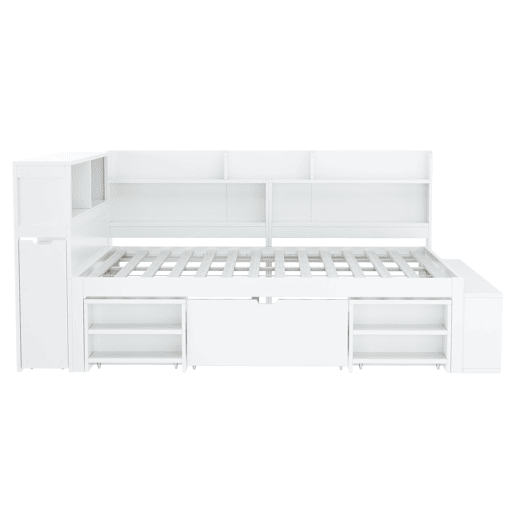 Cama infantil 140x190 cm - multifuncional com gavetas e prateleiras - branco Cama infantil 140x190 cm - multifuncional com gavetas e prateleiras - branco