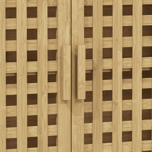 HOMCOM Armário de Casa de Banho de Parede em Bambu com 2 Portas Ripadas, Prateleira Aberta e Ajustável, Natural HOMCOM Armário de Casa de Banho de Parede em Bambu com 2 Portas Ripadas, Prateleira Aberta e Ajustável, Natural