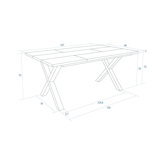 Skraut Home, Mesa Sala de Jantar, Mesa Cozinha, 167x90x74 cm, Para 8 pessoas, Móveis Sala Jantar, Estilo moderno, Carvalho soft Skraut Home, Mesa Sala de Jantar, Mesa Cozinha, 167x90x74 cm, Para 8 pessoas, Móveis Sala Jantar, Estilo moderno, Carvalho soft