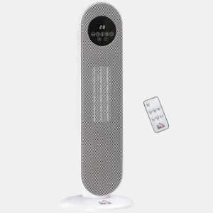 HOMCOM Aquecedor Elétrico Cerâmico PTC 13002000 W com Controlo Remoto, Oscilação 45°, Temporizador 12 h, 15-40 °C, Branco