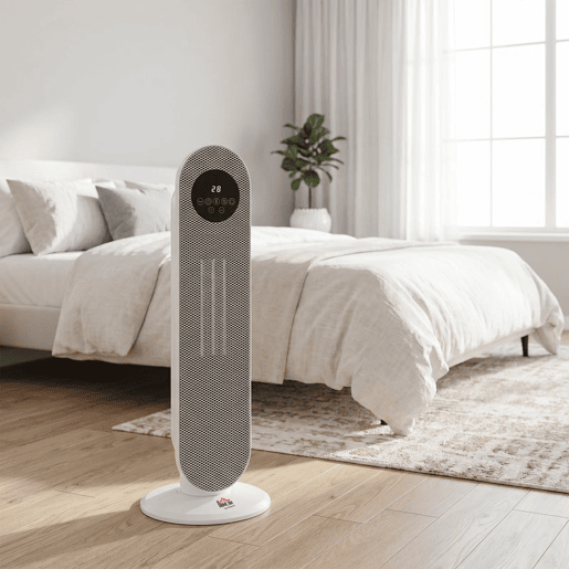 HOMCOM Aquecedor Elétrico Cerâmico PTC 13002000 W com Controlo Remoto, Oscilação 45°, Temporizador 12 h, 15-40 °C, Branco HOMCOM Aquecedor Elétrico Cerâmico PTC 13002000 W com Controlo Remoto, Oscilação 45°, Temporizador 12 h, 15-40 °C, Branco