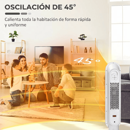 HOMCOM Aquecedor Elétrico Cerâmico PTC 13002000 W com Controlo Remoto, Oscilação 45°, Temporizador 12 h, 15-40 °C, Branco HOMCOM Aquecedor Elétrico Cerâmico PTC 13002000 W com Controlo Remoto, Oscilação 45°, Temporizador 12 h, 15-40 °C, Branco