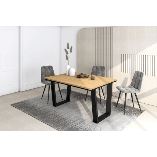 Skraut Home, Mesa Sala de Jantar, Mesa Cozinha, 140x90x74 cm, Para 6 pessoas, Móveis Sala Jantar, Estilo moderno, Carvalho soft Skraut Home, Mesa Sala de Jantar, Mesa Cozinha, 140x90x74 cm, Para 6 pessoas, Móveis Sala Jantar, Estilo moderno, Carvalho soft