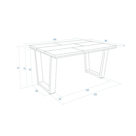 Skraut Home, Mesa Sala de Jantar, Mesa Cozinha, 140x90x74 cm, Para 6 pessoas, Móveis Sala Jantar, Estilo moderno, Carvalho soft Skraut Home, Mesa Sala de Jantar, Mesa Cozinha, 140x90x74 cm, Para 6 pessoas, Móveis Sala Jantar, Estilo moderno, Carvalho soft
