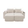 Sofá modular de 2 lugares com 2 bancos - estofado em veludo, molas ensacadas, espuma de alta densidade, porta-copos e bolsos laterais - Bege