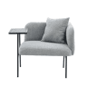 Cadeirão individual de 1 lugar - design moderno, encosto confortável em tecido, 2 compartimentos de arrumação e mesa auxiliar minimalista em metal - cinzento