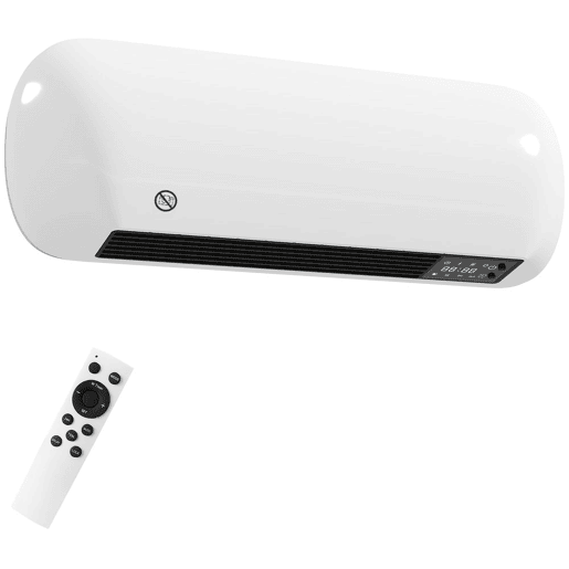 HOMCOM Aquecedor Elétrico Cerâmico de Parede 2000 W com 3 Modos, Ecrã LED, Termóstato, Temporizador 24 h, Oscilação e Comando HOMCOM Aquecedor Elétrico Cerâmico de Parede 2000 W com 3 Modos, Ecrã LED, Termóstato, Temporizador 24 h, Oscilação e Comando