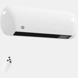 HOMCOM Aquecedor Elétrico Cerâmico de Parede 2000 W com 3 Modos, Ecrã LED, Termóstato, Temporizador 24 h, Oscilação e Comando
