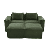 Sofá modular de 2 lugares com 2 banquinhos - Veludo cotelê com porta-copos e bolsos laterais, molas ensacadas e espuma de alta densidade - Verde