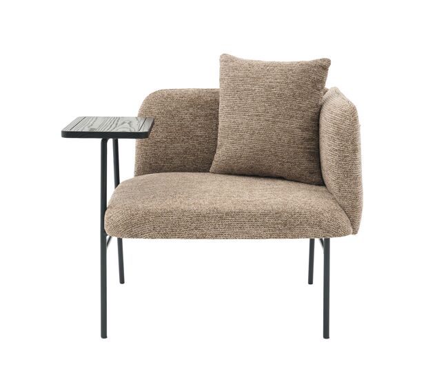 Sillón individual moderno de 1 plaza - respaldo cómodo, 2 compartimentos de almacenamiento, mesa auxiliar minimalista y estructura metálica resistente
