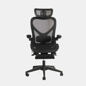 Cadeira de escritório ergonómica, pequena e dobrável, com apoio lombar, assento em malha respirável, apoios de braços dobráveis, apoio para a cabeça 3D e pedais de trabalho - dobrável - preta