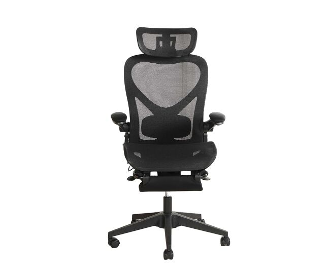Silla de oficina ergonómica plegable pequeña con soporte lumbar, asiento de malla transpirable, reposabrazos plegables, reposacabezas 3d y pedales de