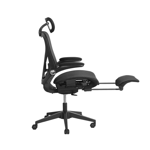 Cadeira de escritório ergonómica, pequena e dobrável, com apoio lombar, assento em malha respirável, apoios de braços dobráveis, apoio para a cabeça 3D e pedais de trabalho - dobrável - preta