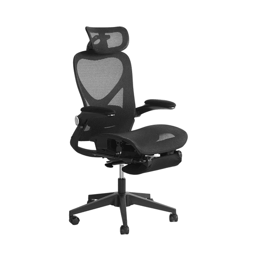 Cadeira de escritório ergonómica, pequena e dobrável, com apoio lombar, assento em malha respirável, apoios de braços dobráveis, apoio para a cabeça 3D e pedais de trabalho - dobrável - preta