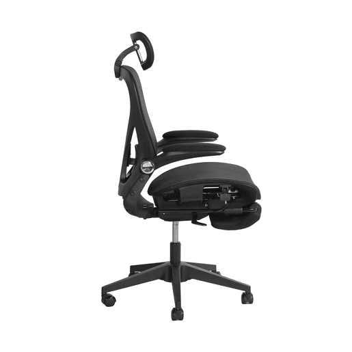 Cadeira de escritório ergonómica, pequena e dobrável, com apoio lombar, assento em malha respirável, apoios de braços dobráveis, apoio para a cabeça 3D e pedais de trabalho - dobrável - preta