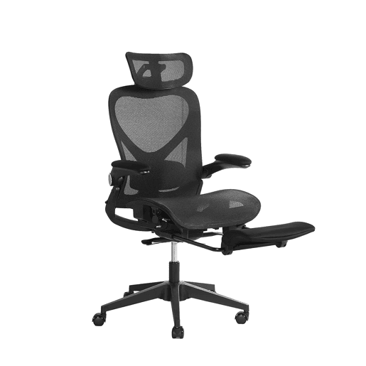 Cadeira de escritório ergonómica, pequena e dobrável, com apoio lombar, assento em malha respirável, apoios de braços dobráveis, apoio para a cabeça 3D e pedais de trabalho - dobrável - preta