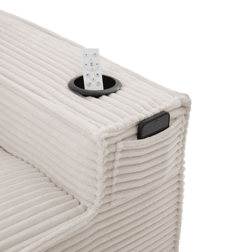 Sofá modular de 2 lugares u2013 em veludo, com porta-copos e bolsos laterais, molas ensacadas e espuma de alta densidade u2013 Bege