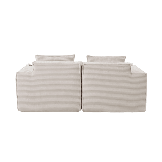 Sofá modular de 2 lugares u2013 em veludo, com porta-copos e bolsos laterais, molas ensacadas e espuma de alta densidade u2013 Bege