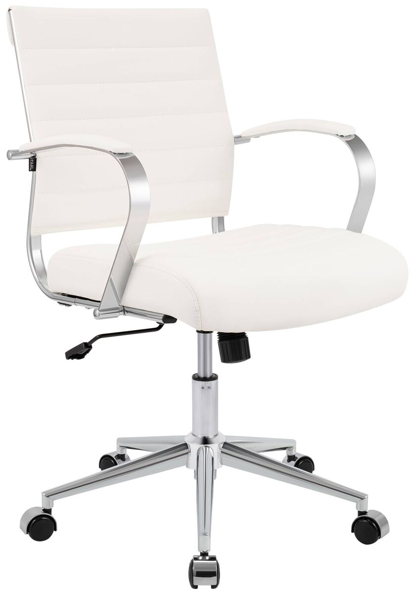 Silla de oficina oakland cuero auténtico blanco 62x57x90 cm