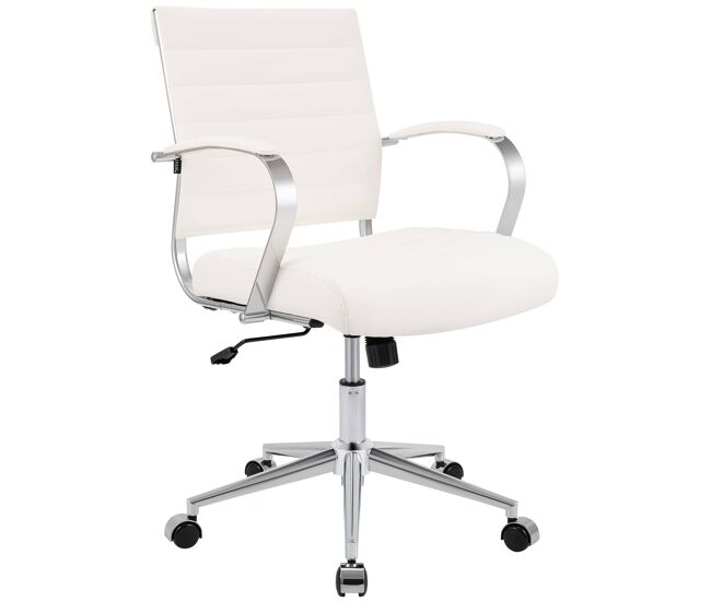 Silla de oficina oakland cuero auténtico blanco 62x57x90 cm