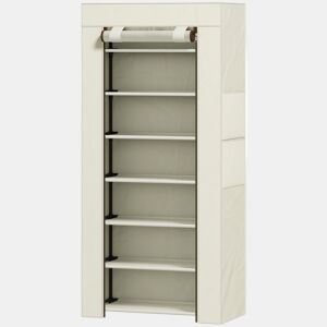 HOMCOM Sapateira de 7 Níveis em Aço com Capa em Tecido Não Tecido, 2 Bolsos Laterais, para 14-21 Pares, 60x30x126 cm, Bege