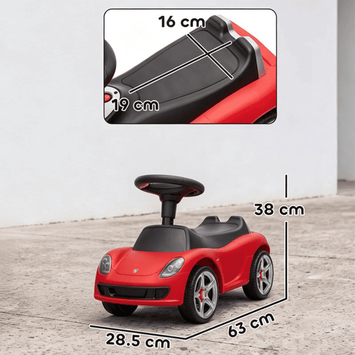AIYAPLAY Carro sem Pedais Porsche para Crianças 18-36 Meses com Faróis, Buzina e Som de Arranque, Vermelho, 63x28,5x38 cm AIYAPLAY Carro sem Pedais Porsche para Crianças 18-36 Meses com Faróis, Buzina e Som de Arranque, Vermelho, 63x28,5x38 cm