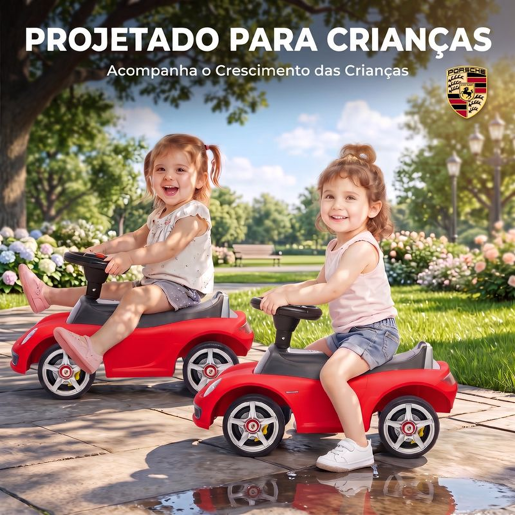 AIYAPLAY Carro sem Pedais Porsche para Crianças 18-36 Meses com Faróis, Buzina e Som de Arranque, Vermelho, 63x28,5x38 cm AIYAPLAY Carro sem Pedais Porsche para Crianças 18-36 Meses com Faróis, Buzina e Som de Arranque, Vermelho, 63x28,5x38 cm
