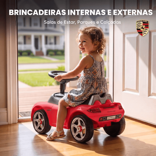 AIYAPLAY Carro sem Pedais Porsche para Crianças 18-36 Meses com Faróis, Buzina e Som de Arranque, Vermelho, 63x28,5x38 cm AIYAPLAY Carro sem Pedais Porsche para Crianças 18-36 Meses com Faróis, Buzina e Som de Arranque, Vermelho, 63x28,5x38 cm