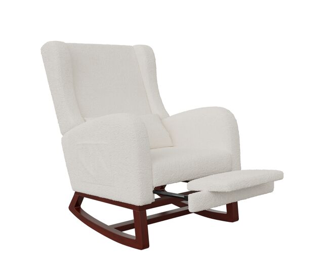Mecedora, sillón con dos bolsillos laterales de almacenamiento; ideal para sala de estar, dormitorio, balcón o despacho; color blanco, material de