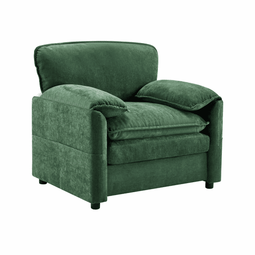 Sofá relax de 1 lugar - estilo retro com bolsos laterais para arrumação e design simples - verde Sofá relax de 1 lugar - estilo retro com bolsos laterais para arrumação e design simples - verde