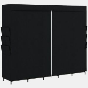 HOMCOM Roupeiro de Tecido com 5 Barras, 5 Prateleiras e 6 Bolsos Laterais, Fecho de Correr, Estrutura em Aço, 212x45x167 cm, Preto