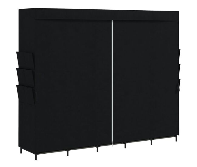 Homcom armario de tela, armario ropero con 5 barras, 5 estantes, 6 bolsillos laterales, cremallera, marco de acero, para dormitorio, espacio pequeño, 212x45x167 cm, gris