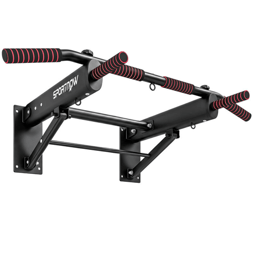 SPORTNOW Barra de Elevações de Parede Dobrável, com 3 Argolas para Bandas de Resistência, Pegas Antiderrapantes, Carga Máx. 120 kg, para Casa e Ginásio, Preto SPORTNOW Barra de Elevações de Parede Dobrável, com 3 Argolas para Bandas de Resistência, Pegas Antiderrapantes, Carga Máx. 120 kg, para Casa e Ginásio, Preto