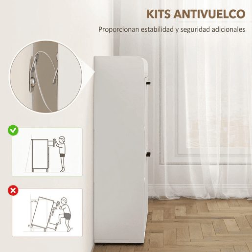 HOMCOM Sapateira Estreita com 2 Portas, 3 Prateleiras Laterais e Prateleiras Ajustáveis, para 15 Pares de Sapatos, 83x24x90,5 cm, Branco