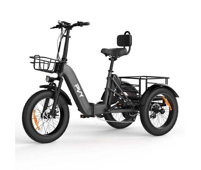 Triciclo eléctrico de carga pvy f20 48v21ah 80km 20x4.0" color gris