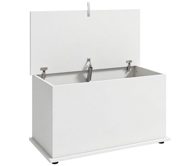 Homcom baúl de almacenaje 102l, banco de almacenaje, banco zapatero con bisagra de seguridad, estilo moderno, para pasillo, dormitorio, recibidor, salón, 80x40x45 cm, blanco