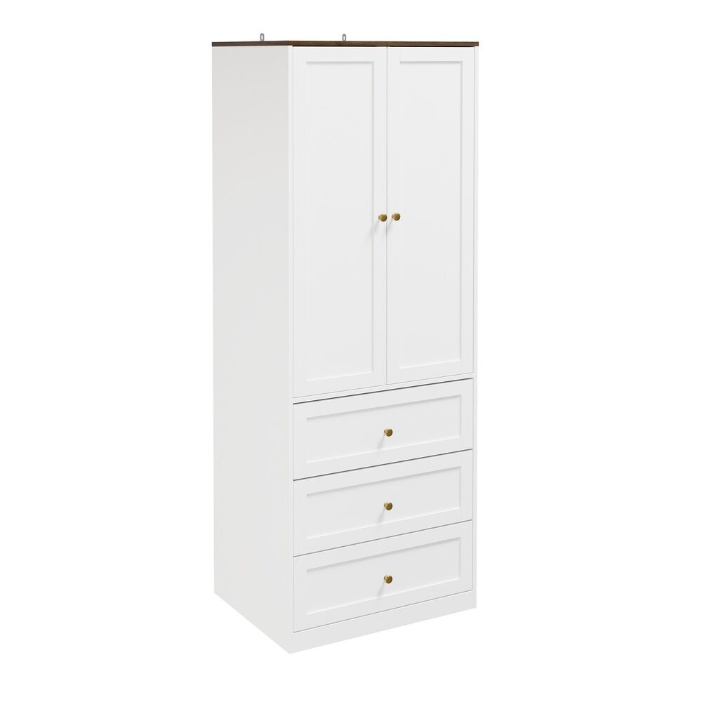 Sobuy armario 2 ante battenti con 3 cajones set ksb04-w | blanco | 70x55x187 cm | aglomerado laminado