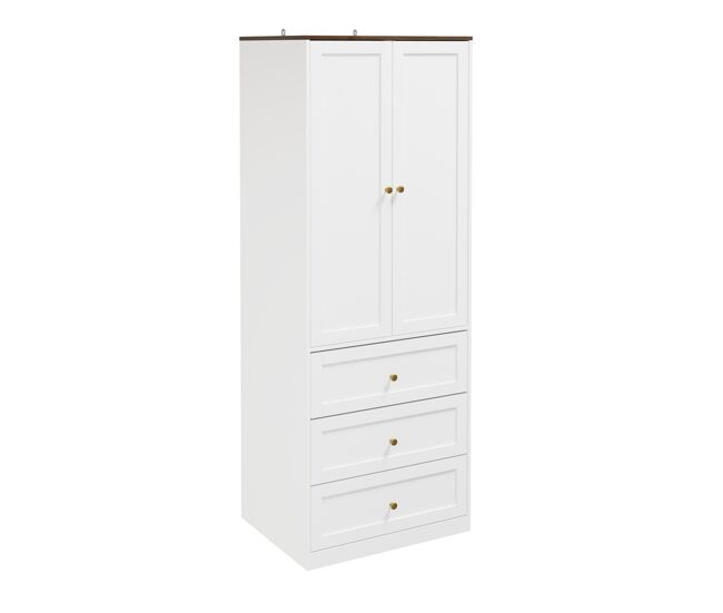 Sobuy armario 2 ante battenti con 3 cajones set ksb04-w | blanco | 70x55x187 cm | aglomerado laminado
