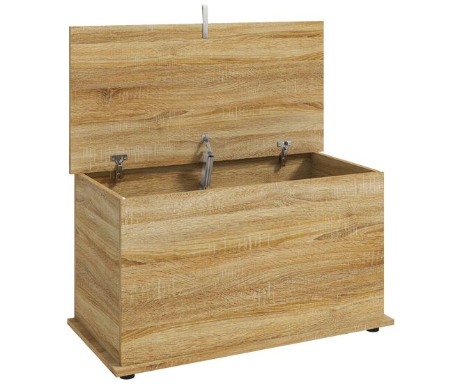 Homcom baúl de almacenaje 102l, banco de almacenaje, banco zapatero con bisagra de seguridad, estilo moderno, para pasillo, dormitorio, recibidor,