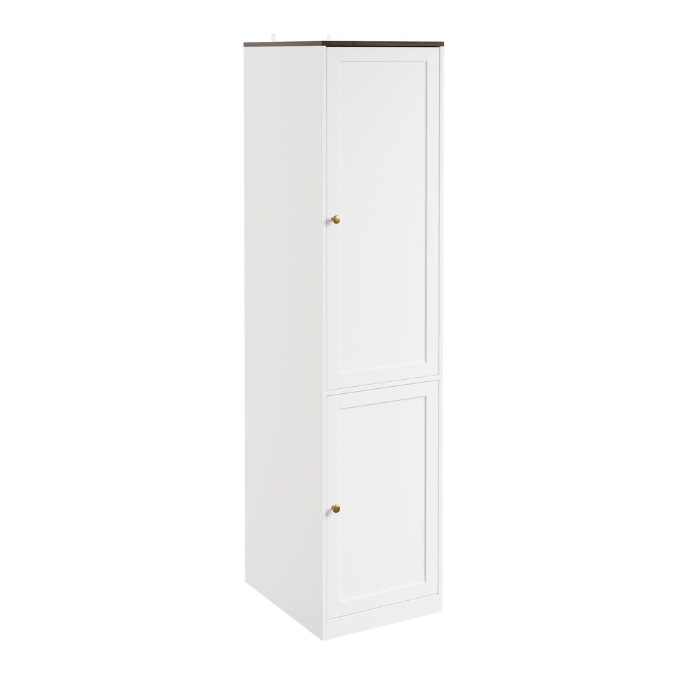 Sobuy armario 2 ante battenti salvaspacio set ksb03-w | blanco | 45x55x187 cm | aglomerado lacado con acabado efecto madera en la parte superior