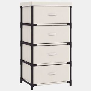 HOMCOM Cómoda com 4 Gavetas em Tecido para Quarto, Estrutura em Aço, Montagem Rápida, para Sala, Escritório ou Closet, Bege