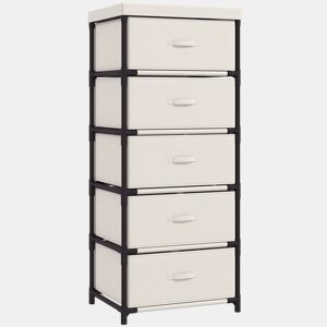HOMCOM Cómoda com 5 Gavetas em Tecido, Cómoda de Quarto com Estrutura de Aço, Montagem Rápida, para Sala, Escritório e Closet, Bege