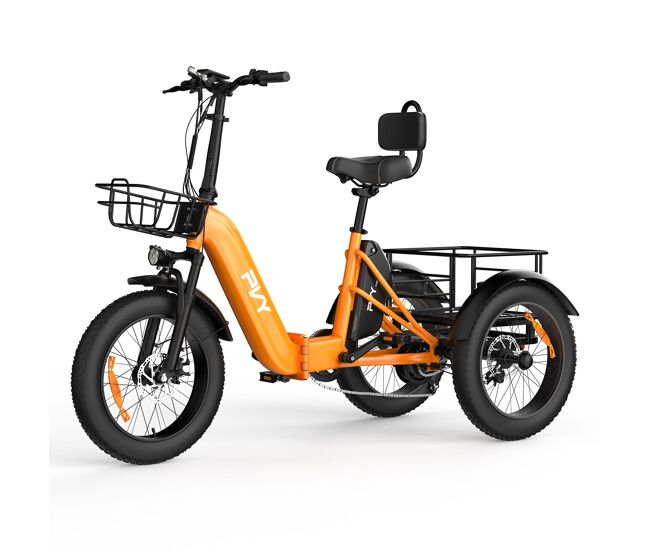 Triciclo eléctrico de carga pvy f20 48v21ah 80km 20x4.0" color naranja