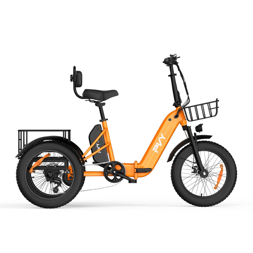 Triciclo elétrico de carga PVY F20 48V21Ah 80km 20x4.0 Cor Laranja